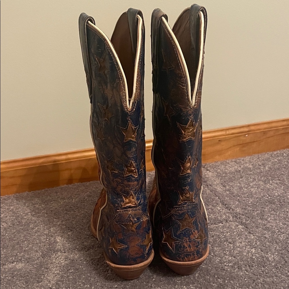 Dan Post Brown Leather Patriotic Flag Boots - Picture 3 of 6